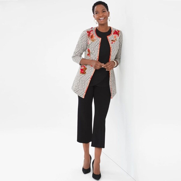 Chico's Artisan Printed Trim Applique Jacket - Picture 2 of 8